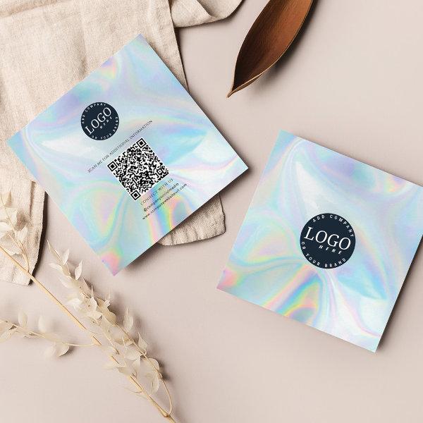 Modern Holographic QR Code Social Media Website Square