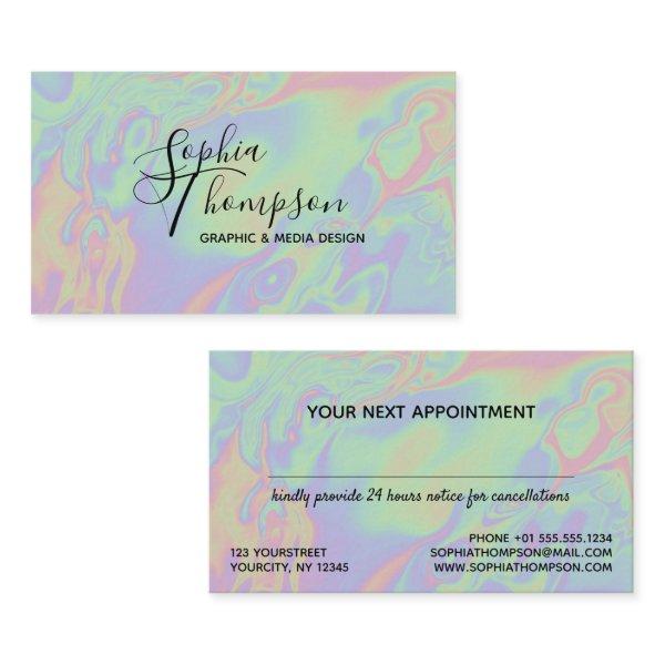 Modern Holographic Script Pastel Appointment Card