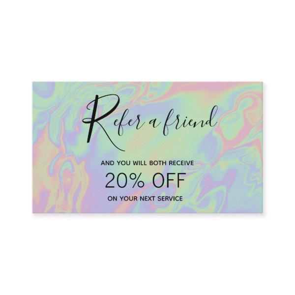Modern Holographic Script Pastel - Referral Card