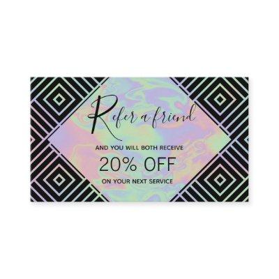 Modern Holographic Symmetric Pattern Referral Card