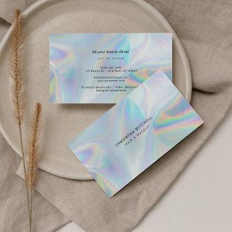 Modern Holographic Typography Hair and Makeup