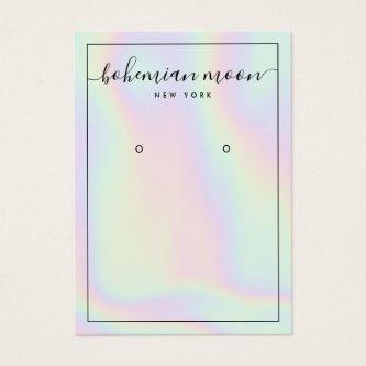 Modern holographic unicorn script earring display