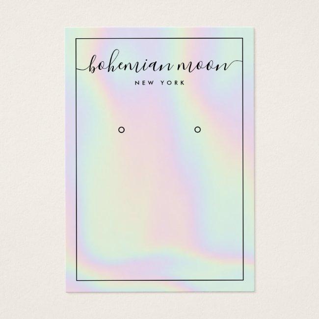 Modern holographic unicorn script earring display
