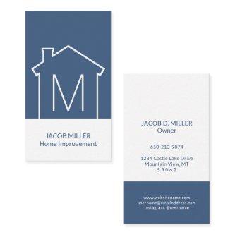 Modern Home Logo Monogram Vertical Navy Blue White