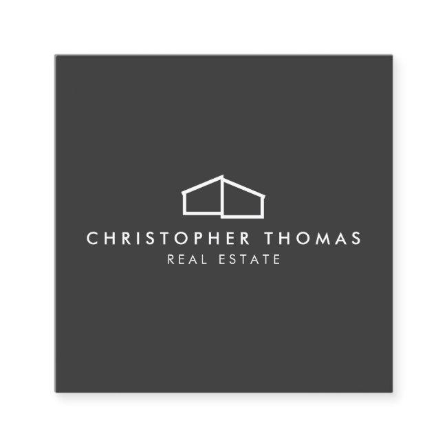 Modern Home Logo Real Estate, Realtor Dark Gray Square