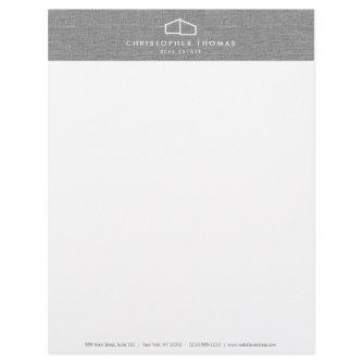 Modern Home Logo Real Estate, Realtor Gray Linen Letterhead