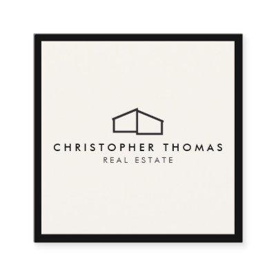 Modern Home Logo Real Estate, Realtor Ivory/Black Square