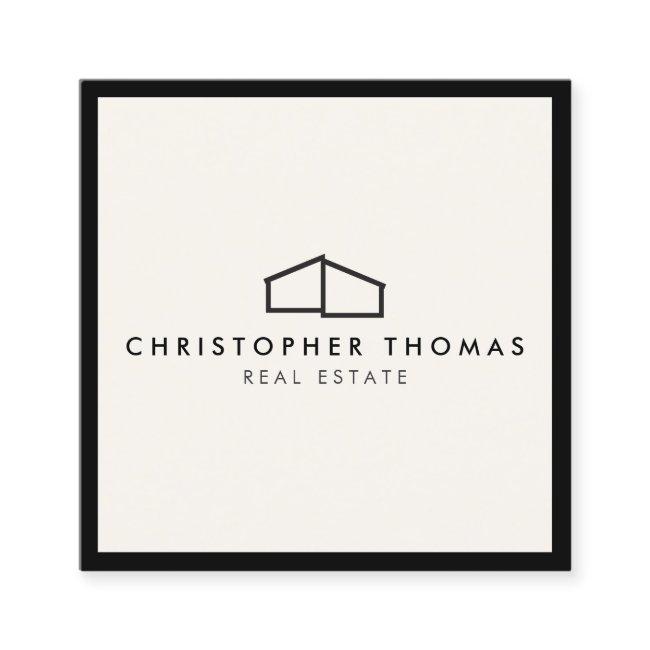 Modern Home Logo Real Estate, Realtor Ivory/Black Square