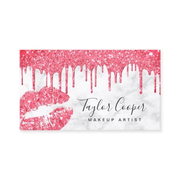 Modern hot pink glitter lips makeup artist