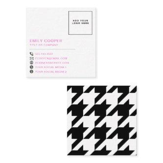 Modern Houndstooth Add Logo Black White Square