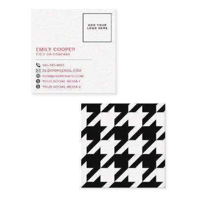 Modern Houndstooth Add Logo Black White Square