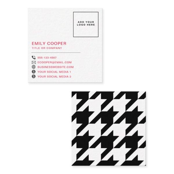 Modern Houndstooth Add Logo Black White Square