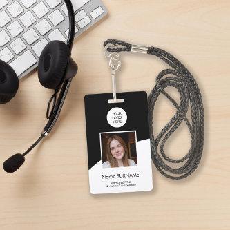 Modern ID card custom logo photo QR code black Badge