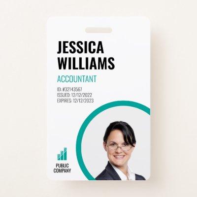 Modern ID Card Minimalist Green Staff Employee Badge