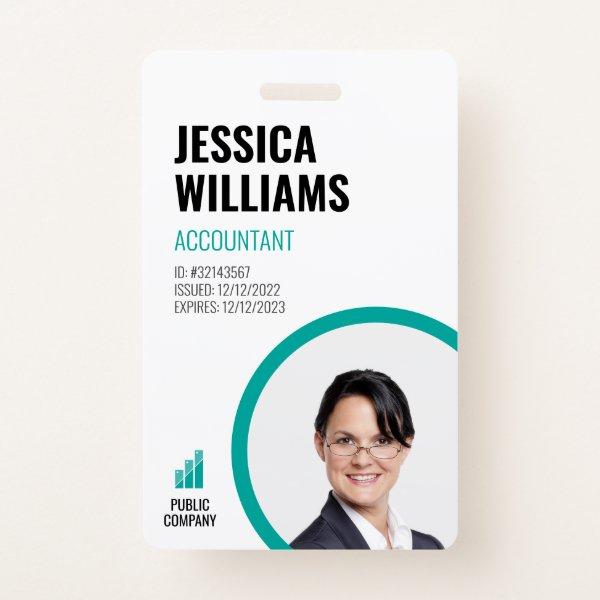 Modern ID Card Minimalist Green Staff Employee Badge