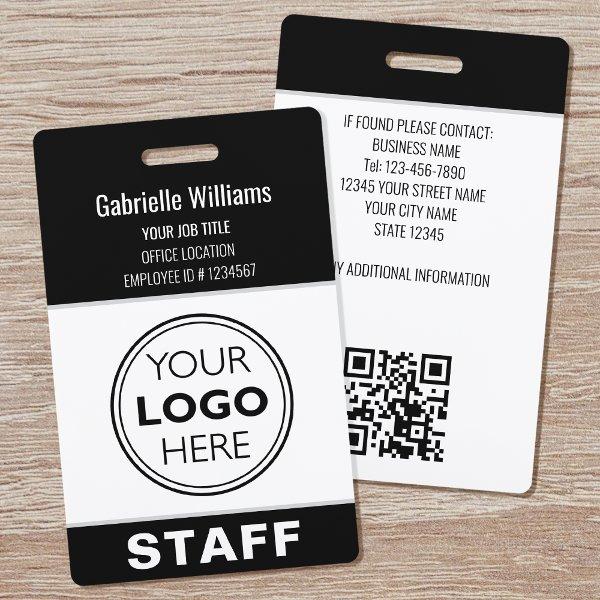 Modern ID Logo Security Staff Pass Black Custom Badge