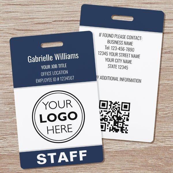 Modern ID Logo Security Staff Pass Blue Custom Badge