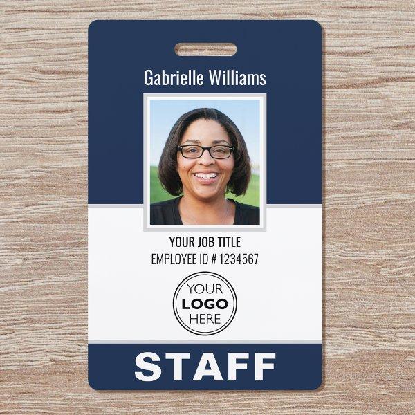 Modern ID Photo Security Staff Pass Blue Custom Badge