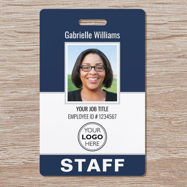 Modern ID Photo Security Staff Pass Blue Custom Badge