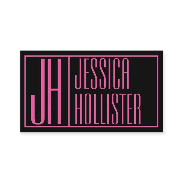 Modern Initials & Name Logo Pink/Black