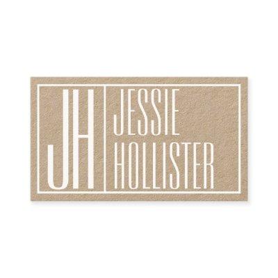 Modern Initials & Name Logo | White on Kraft Paper