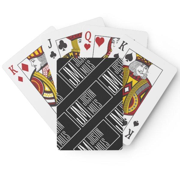 Modern Initials with Name Monogram Pattern Poker Cards