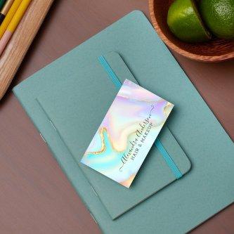 Modern Iridescent Pastel & Gold Marble
