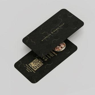 Modern IT Technician Hexagon Black Gold Monogram