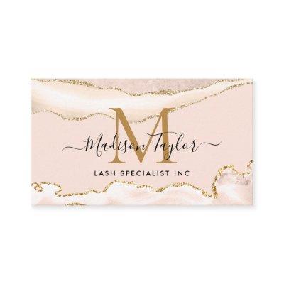 Modern Ivory Gold Glitter Marble Agate Monogram