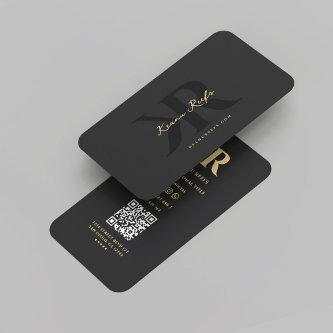 Modern K R Logo Initials Monogram Black Gold