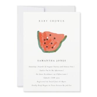 Modern Kid Hand Drawn Watermelon Fruit Baby Shower Invitation