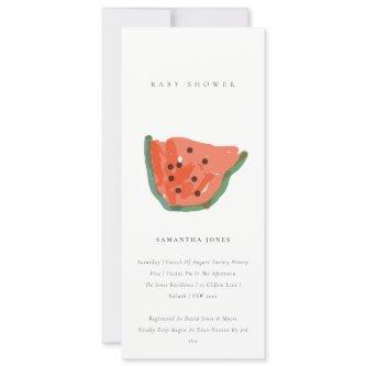 Modern Kid Hand Drawn Watermelon Fruit Baby Shower Invitation