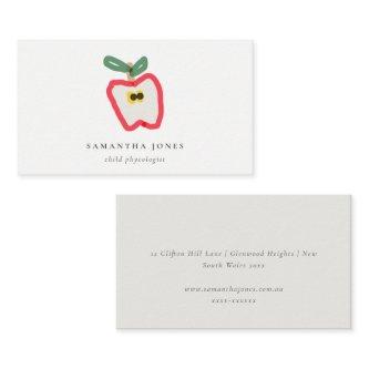 Modern Kids Hand Drawn Apple Fruit Red Green