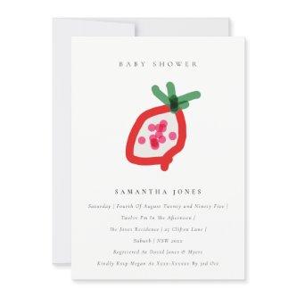 Modern Kids Hand Drawn Dragon Fruit Baby Shower Invitation
