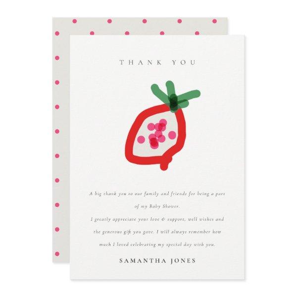 Modern Kids Hand Drawn Dragon Fruit Baby Shower Thank You Card