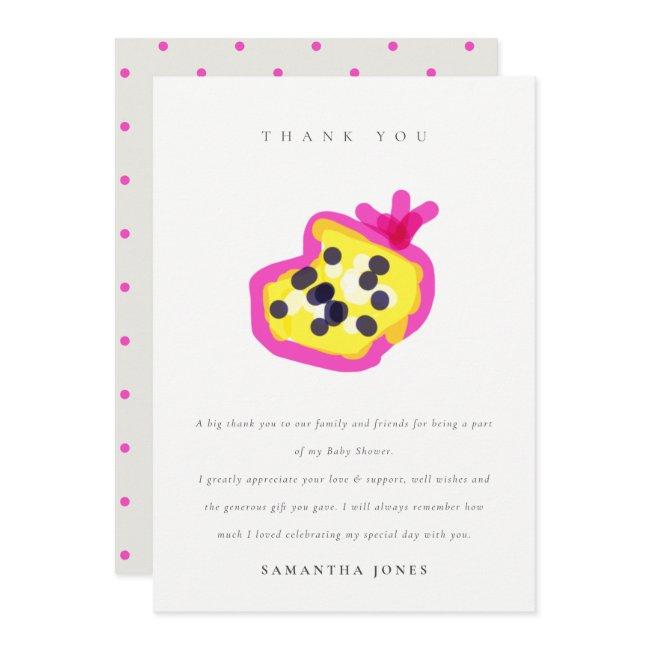 Modern Kids Hand Drawn Passion Fruit Baby Shower Thank You Card