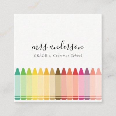 Modern Kids Teacher Colorful Rainbow Crayon Colors Square
