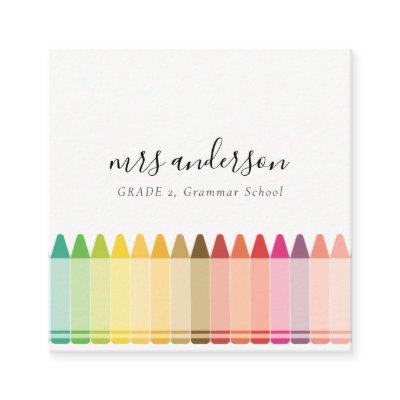 Modern Kids Teacher Colorful Rainbow Crayon Colors Square