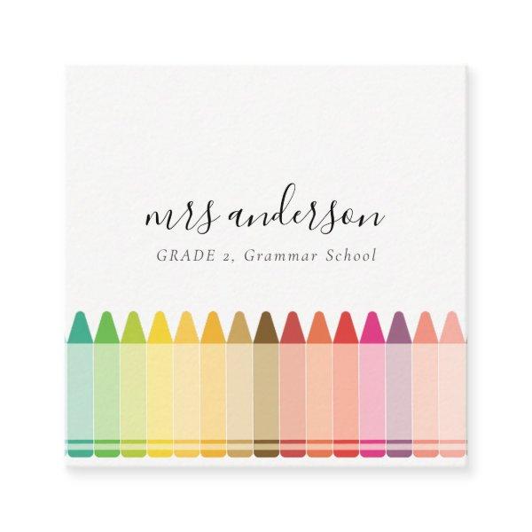 Modern Kids Teacher Colorful Rainbow Crayon Colors Square