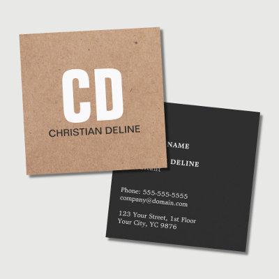 Modern Kraft Paper (printed) White Bold Monogram Square