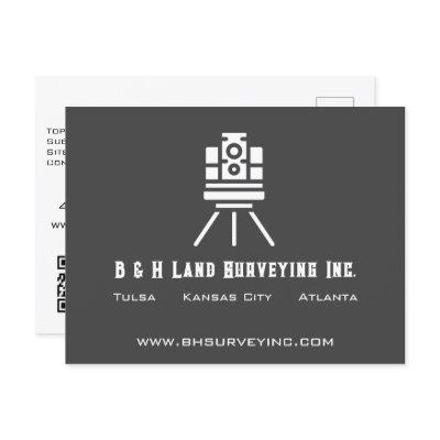 Modern Land Surveyor QR Code Business  Postcard