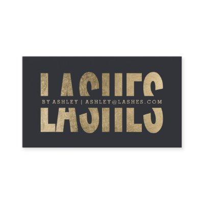 Modern lashes cut out faux gold typography grey