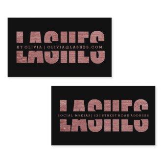 Modern lashes cut out Rose gold typography black