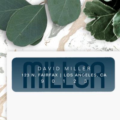Modern Last Name Subtle Very Dark Blue Gradient Label