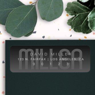 Modern Last Name Subtle Very Dark Gray Gradient Label