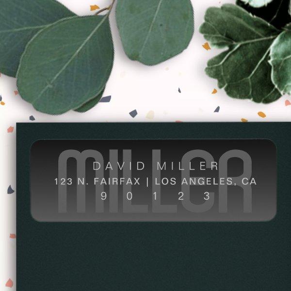 Modern Last Name Subtle Very Dark Gray Gradient Label