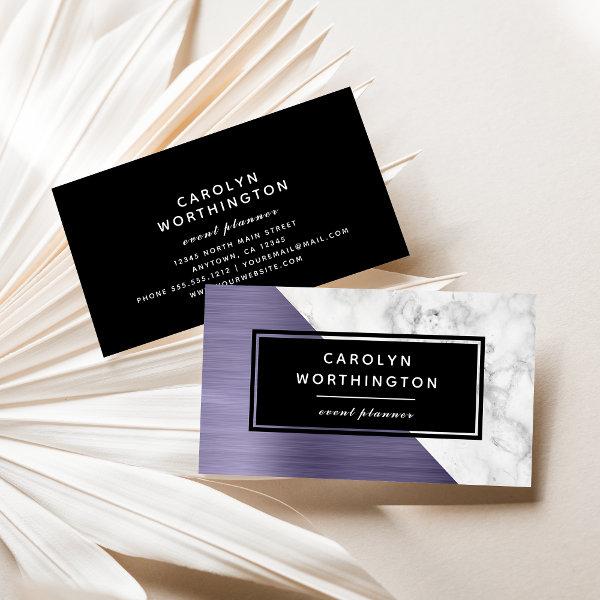 Modern Lavender Brushed Foil White Marble Black