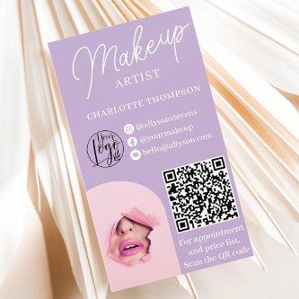 Modern lavender makeup logo Qr code 2 photos