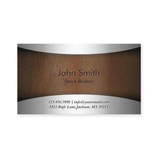 Modern Leather Stock Broker Professional Metal