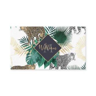 Modern leopard and tropical leaves design